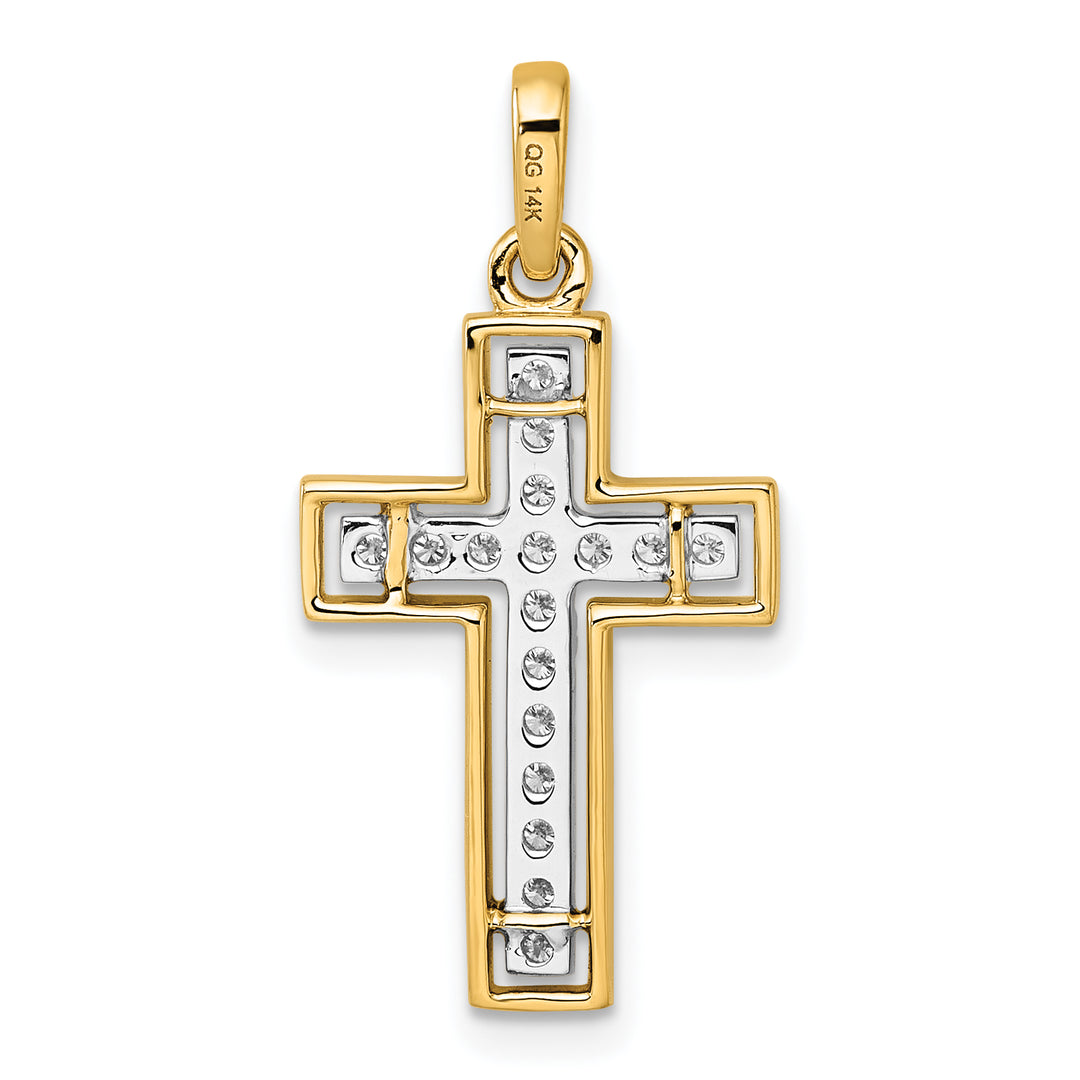 14k Yellow, White Gold 1/4 CT Diamond Bold Cross Design Pendant