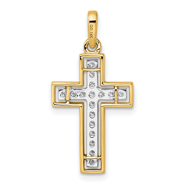 14k Yellow, White Gold 1/4 CT Diamond Bold Cross Design Pendant
