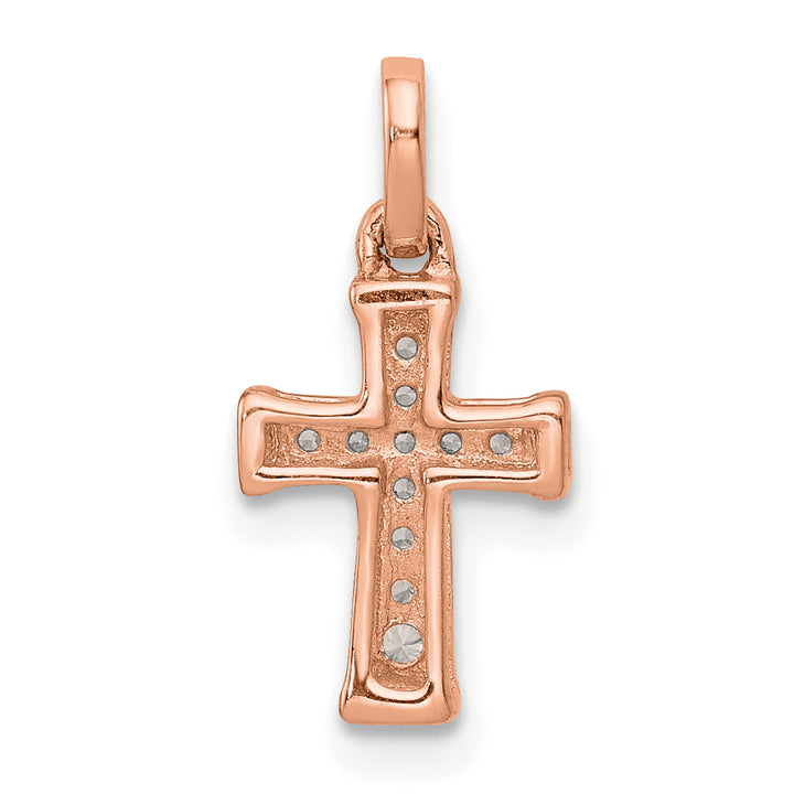 14K Rose Gold Small 1/20 CT Diamond Latin Cross Pendant