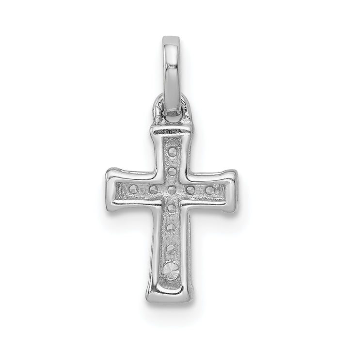 14k White Gold Small 1/20 CT Diamond Latin Design Cross Pendant