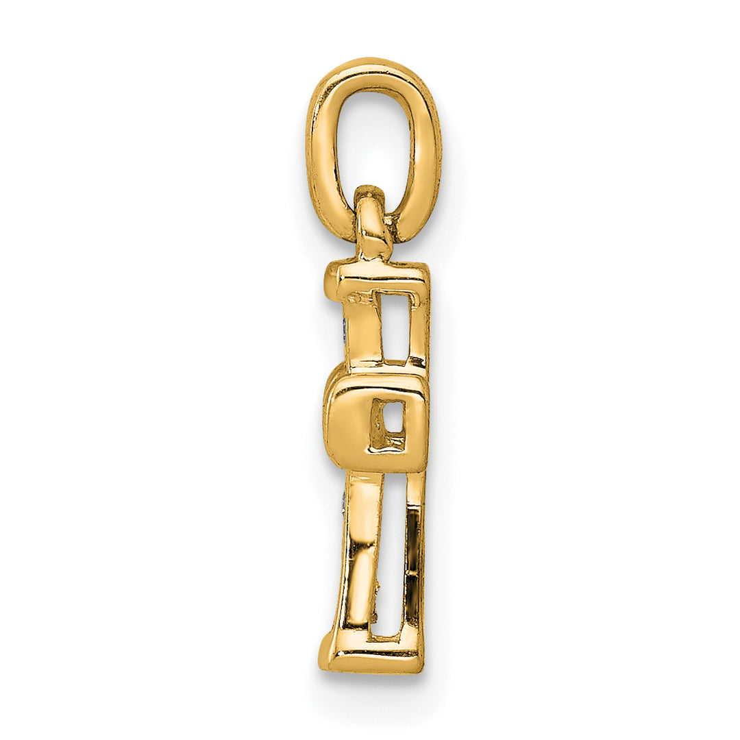 14k Yellow Gold Small 1/20 CT Diamond Latin Design Cross Pendant