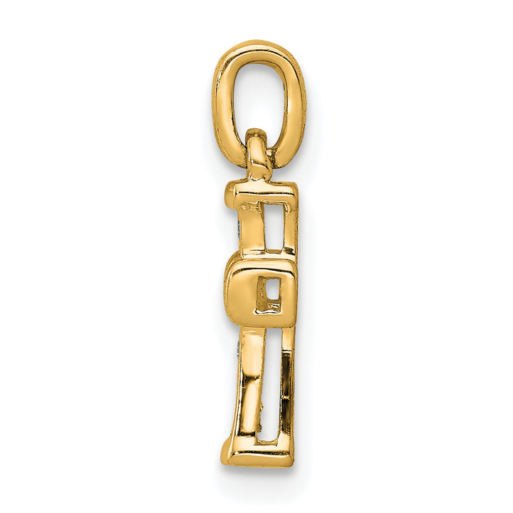 14k Yellow Gold Small 1/20 CT Diamond Latin Design Cross Pendant