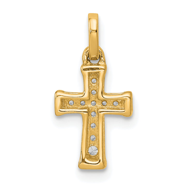 14k Yellow Gold Small 1/20 CT Diamond Latin Design Cross Pendant