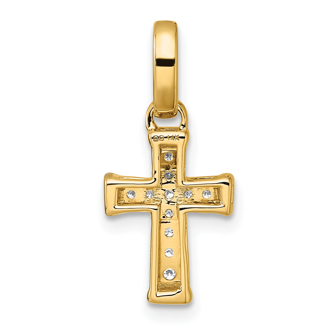 14k Yellow Gold Small 1/10 CT Diamond Fancy Latin Cross Pendant