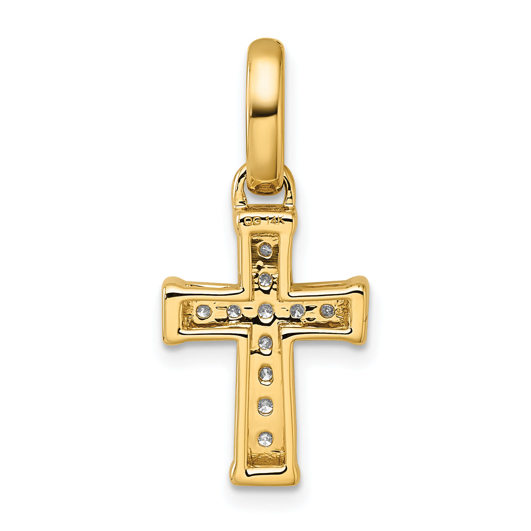 14k Yellow Gold Small 1/5 CT Diamond Latin Design Cross Pendant