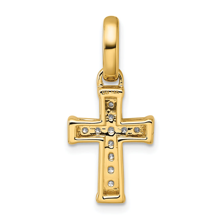 14k Yellow Gold Small 1/5 CT Diamond Latin Design Cross Pendant