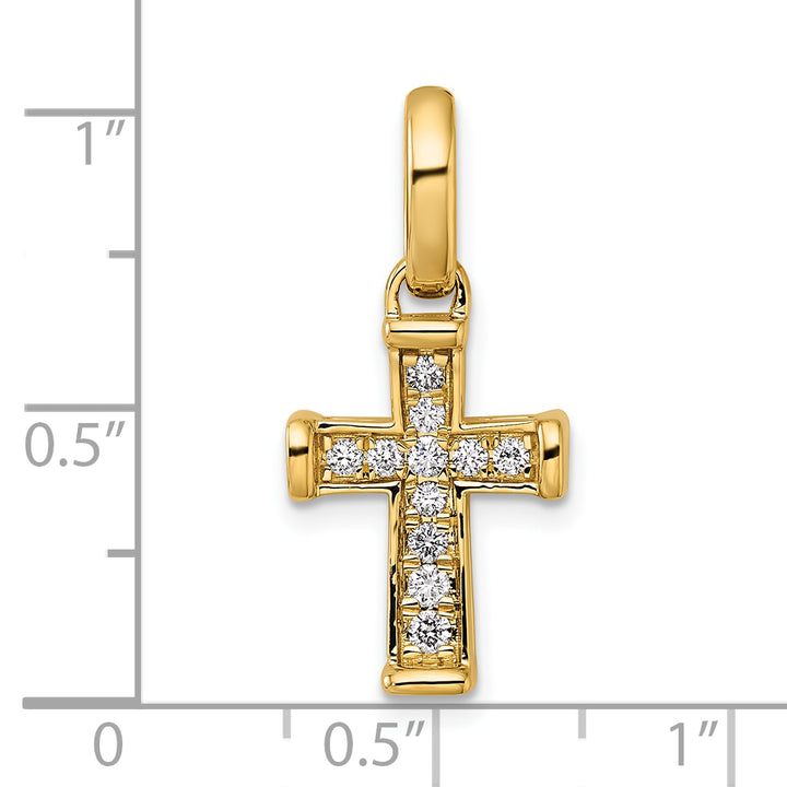 14k Yellow Gold Small 1/5 CT Diamond Latin Design Cross Pendant