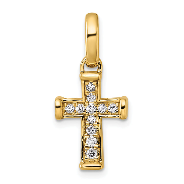 14k Yellow Gold Small 1/5 CT Diamond Latin Design Cross Pendant