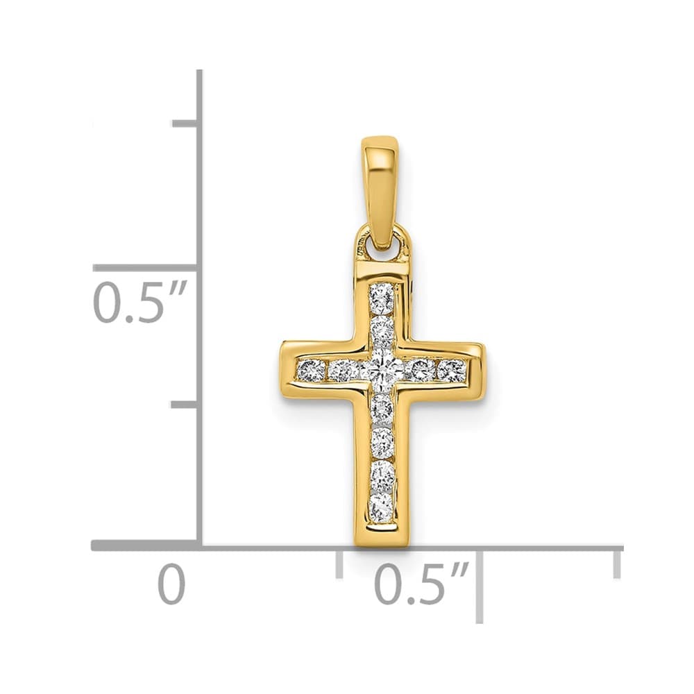 Lovely Rita's Pendants & Charms 10K Yellow Gold 1/6 ct Diamond Latin Cross Pendant