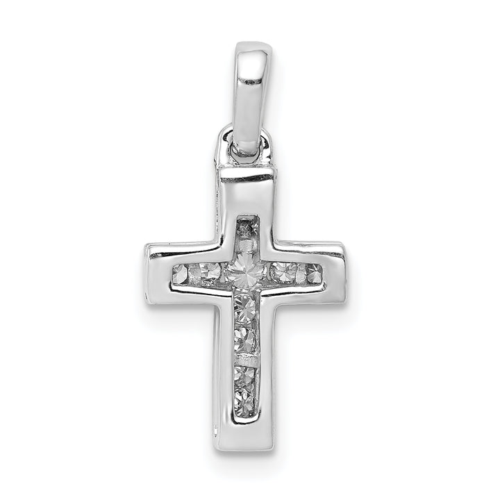 14k White Gold 1/6 CT Diamond Latin Cross Design Pendant