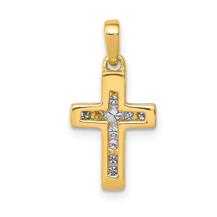 14k Yellow Gold 1/6 CT Diamond Latin Cross Design Pendant