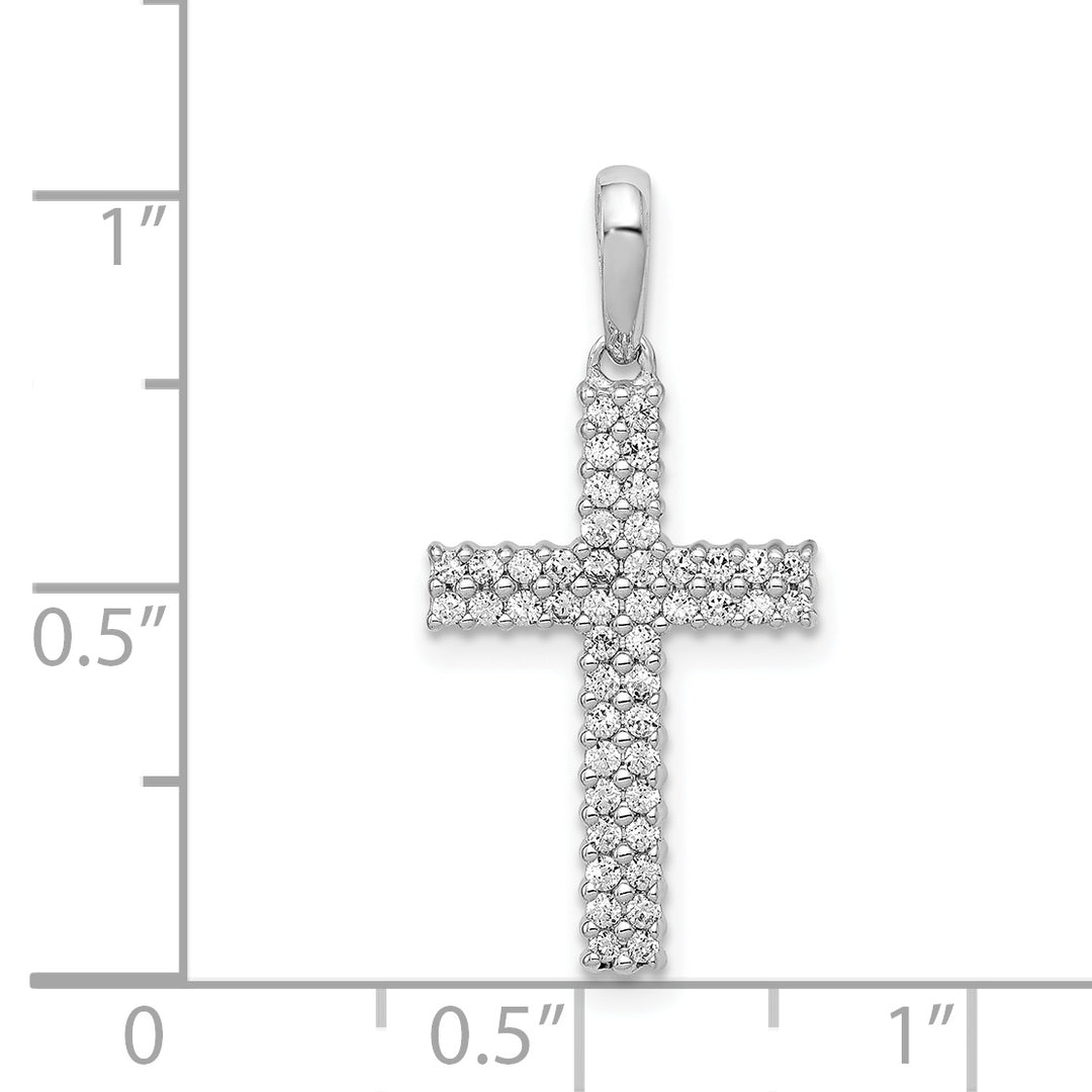 14k White Gold 1/4 CT Diamond Fancy Cross Pendant
