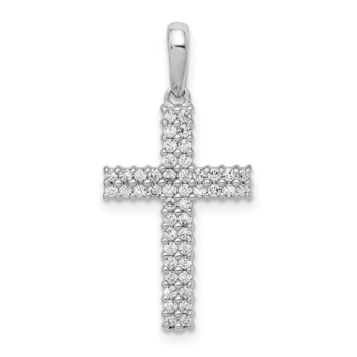 14k White Gold 1/4 CT Diamond Fancy Cross Pendant