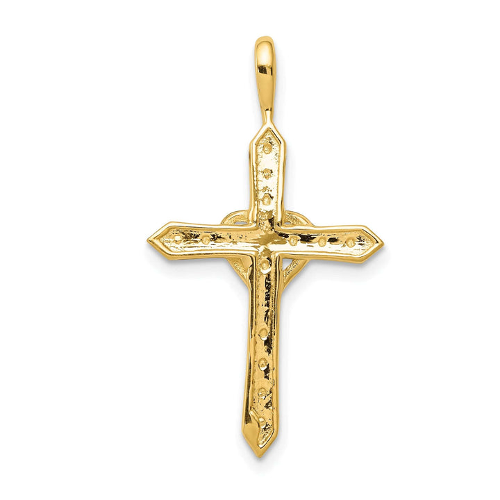 14k Yellow Gold 1/10 CT I1 Diamond Fancy Heart Cross Pendant