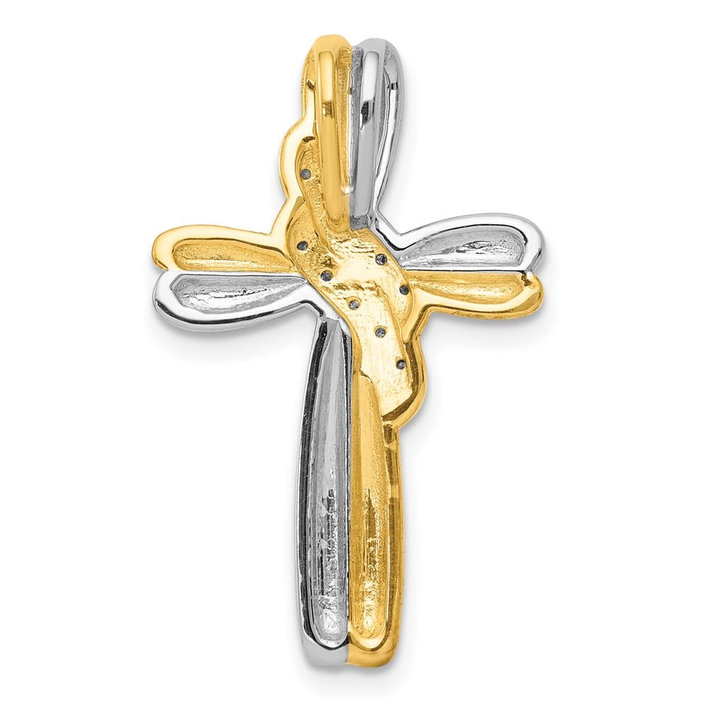 Lovely Rita's Pendants & Charms 10K Two-Tone Gold 1/20 ct Diamond Cross Slide Pendant