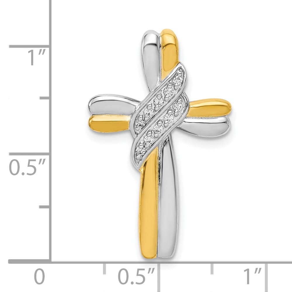 Lovely Rita's Pendants & Charms 10K Two-Tone Gold 1/20 ct Diamond Cross Slide Pendant
