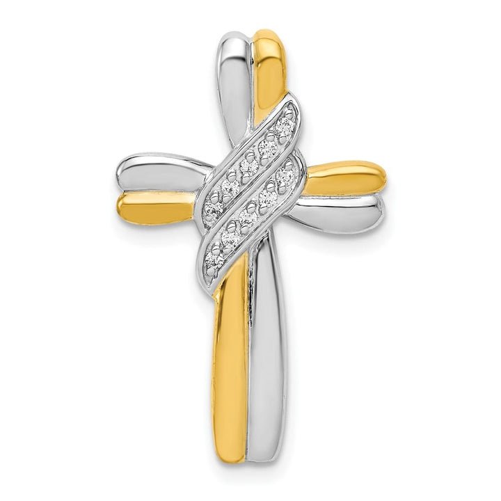 Lovely Rita's Pendants & Charms 10K Two-Tone Gold 1/20 ct Diamond Cross Slide Pendant