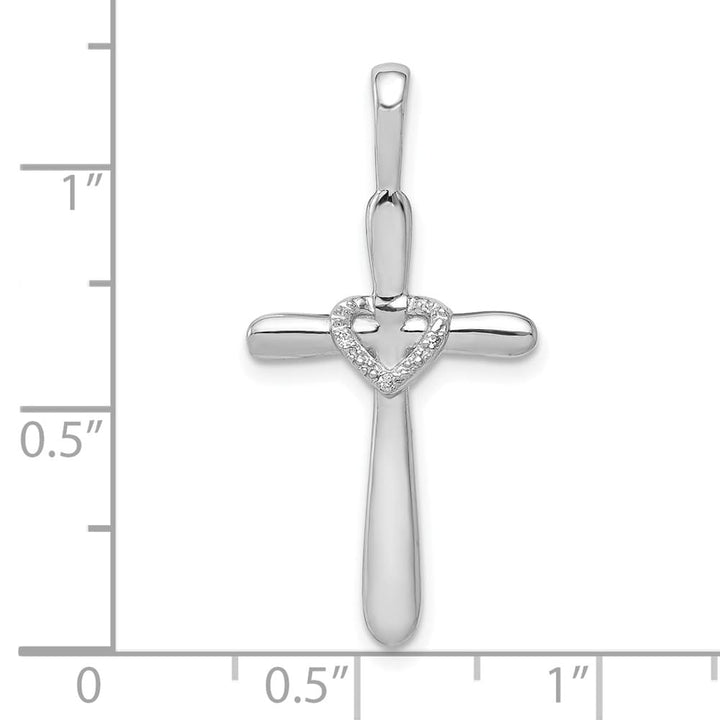 Lovely Rita's Pendants & Charms 10K White Gold 1/10 ct Diamond Cross with Heart Center Pendant