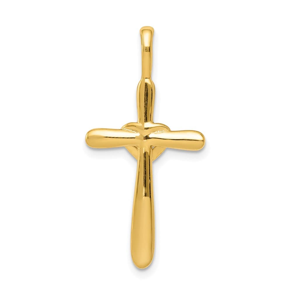 Lovely Rita's Pendants & Charms 10K Yellow Gold 1/10 ct Diamond Cross with Heart Center Pendant