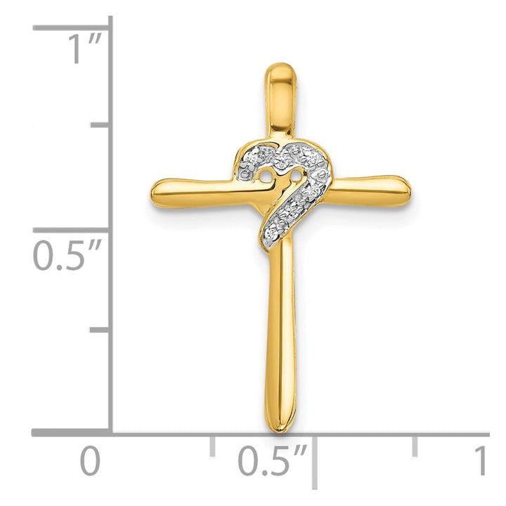 Lovely Rita's Pendants & Charms 10K Yellow Gold .02 ct Diamond Heart Cross Chain Slide