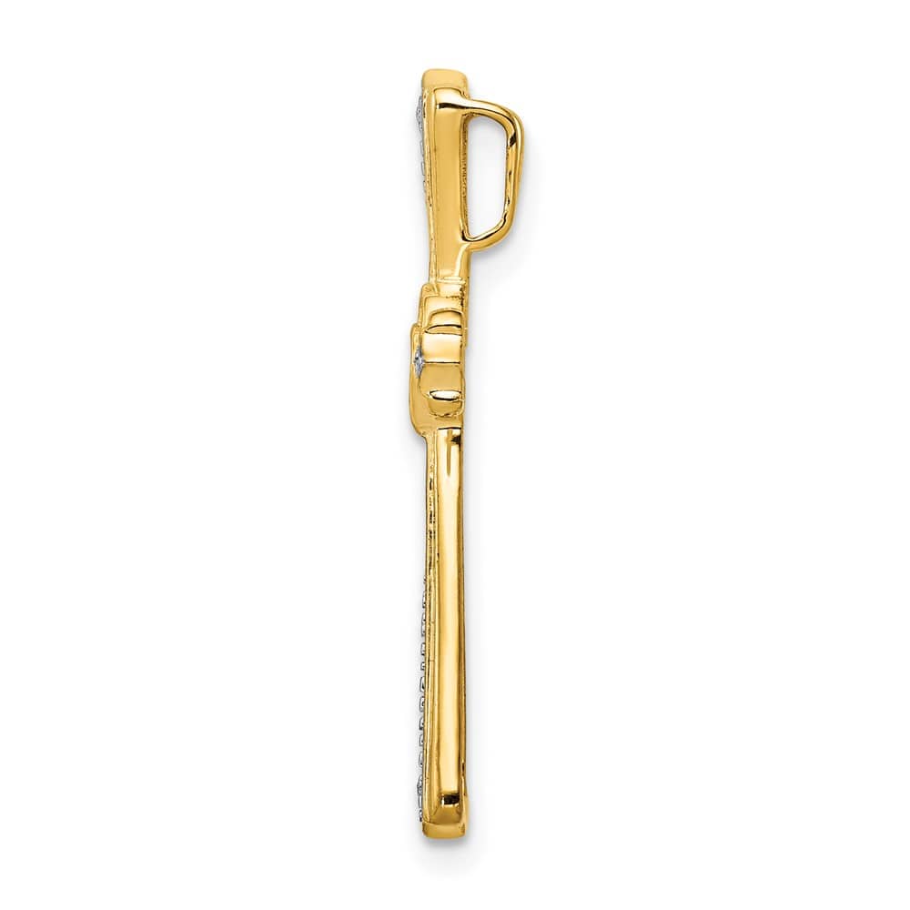 Lovely Rita's Pendants & Charms 10K Yellow Gold Diamond with Heart Center Cross Chain Slide