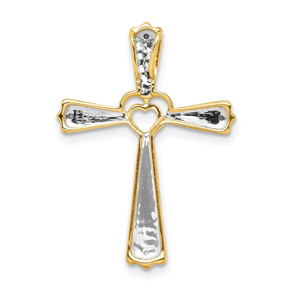 Lovely Rita's Pendants & Charms 10K Yellow Gold Diamond with Heart Center Cross Chain Slide
