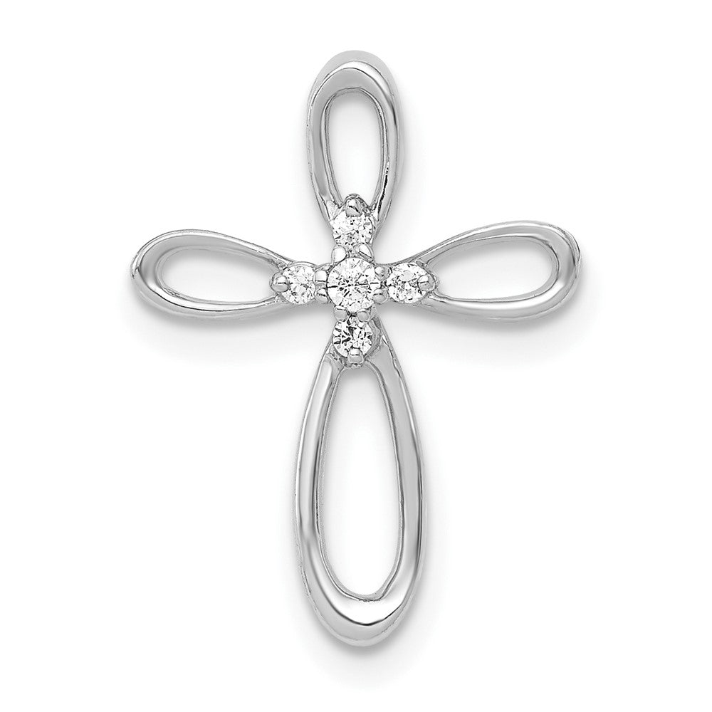 Lovely Rita's Pendants & Charms 10K White Gold 1/20 ct Diamond Cross Chain Slide