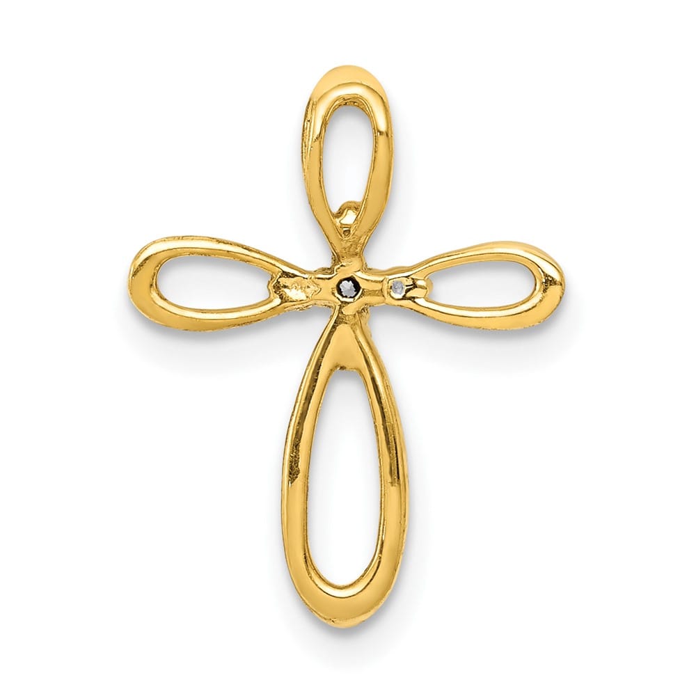 Lovely Rita's Pendants & Charms 10K Yellow Gold Small 1/20 ct Diamond Cross Chain Slide