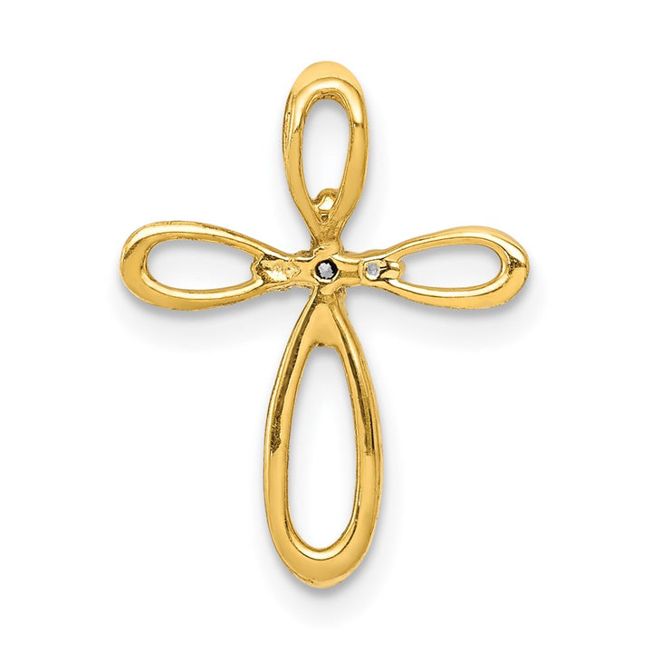 Lovely Rita's Pendants & Charms 10K Yellow Gold Small 1/20 ct Diamond Cross Chain Slide