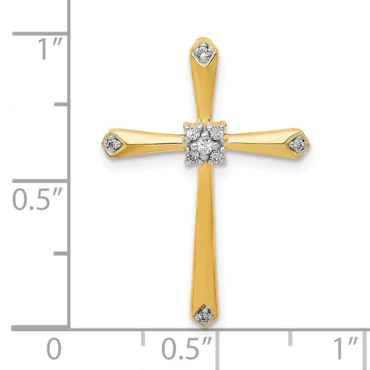 Lovely Rita's Pendants & Charms 10K Yellow Gold Large 1/20 ct Diamond Cross Chain Slide