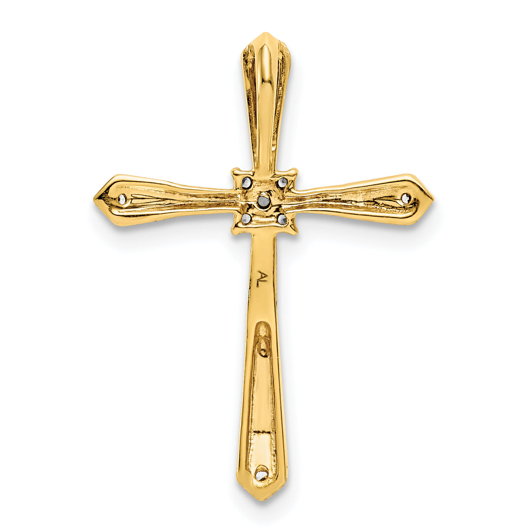 14k Yellow, White Gold 1/20 CT Diamond Cross Chain Slide Pendant
