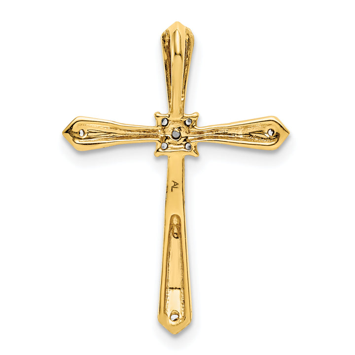 14k Yellow, White Gold 1/20 CT Diamond Cross Chain Slide Pendant