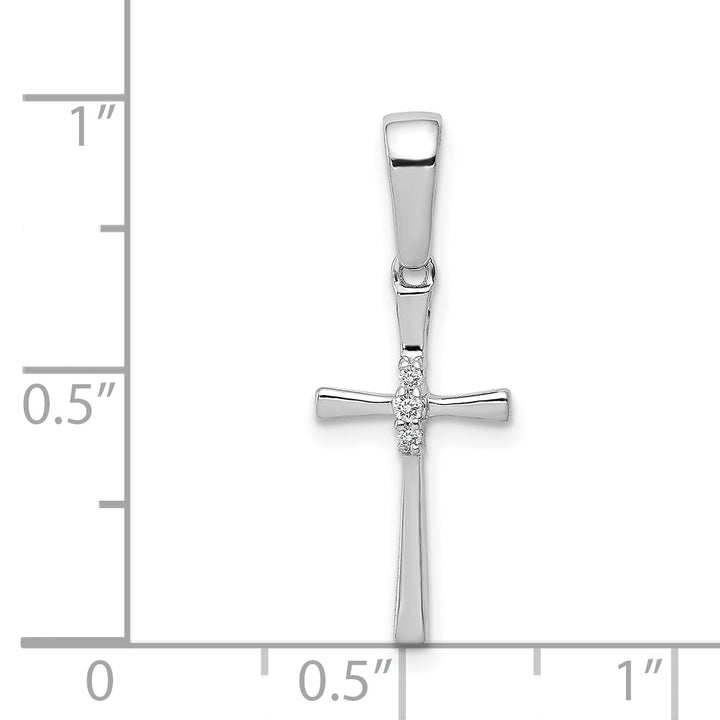 14k White Gold .02 CT Diamond Sleek Cross Design Pendant