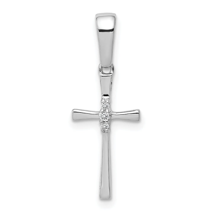 14k White Gold .02 CT Diamond Sleek Cross Design Pendant