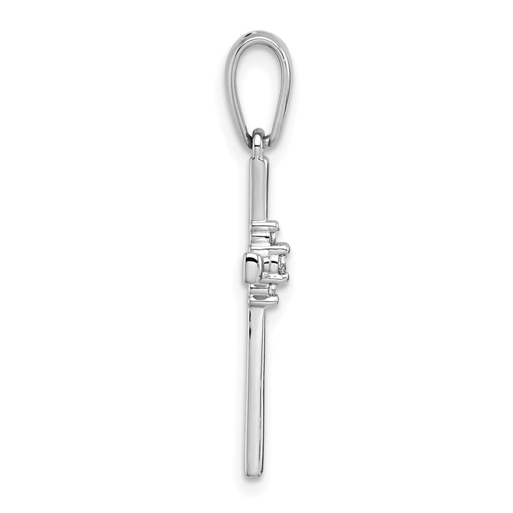 14k White Gold 1/20 CT Diamond Cross Pendant