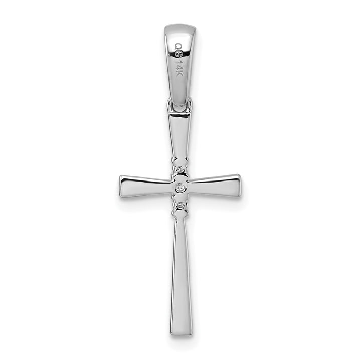 14k White Gold 1/20 CT Diamond Cross Pendant