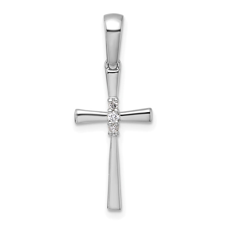 14k White Gold 1/20 CT Diamond Cross Pendant