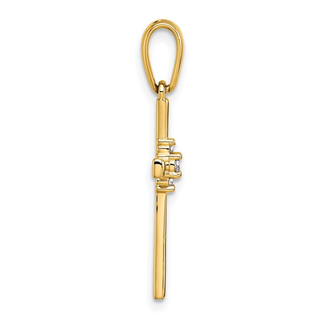 14K Yellow Gold 1/20 CT Diamond Modern Design Cross Pendant