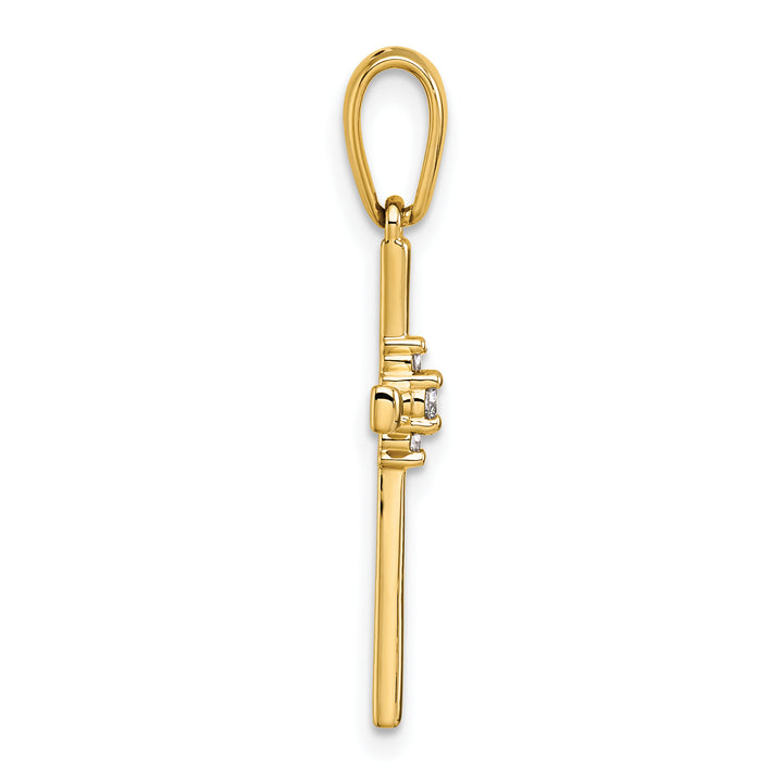 14K Yellow Gold 1/20 CT Diamond Modern Design Cross Pendant