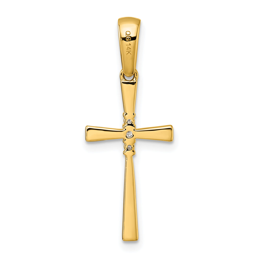 14K Yellow Gold 1/20 CT Diamond Modern Design Cross Pendant
