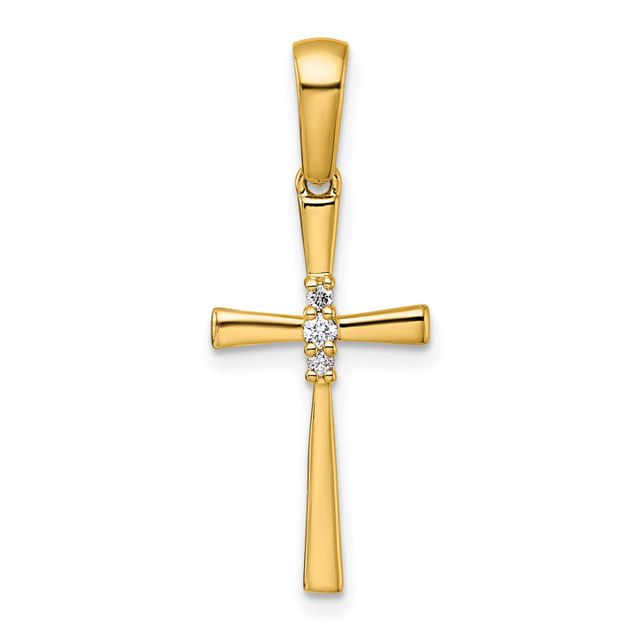 14K Yellow Gold 1/20 CT Diamond Modern Design Cross Pendant