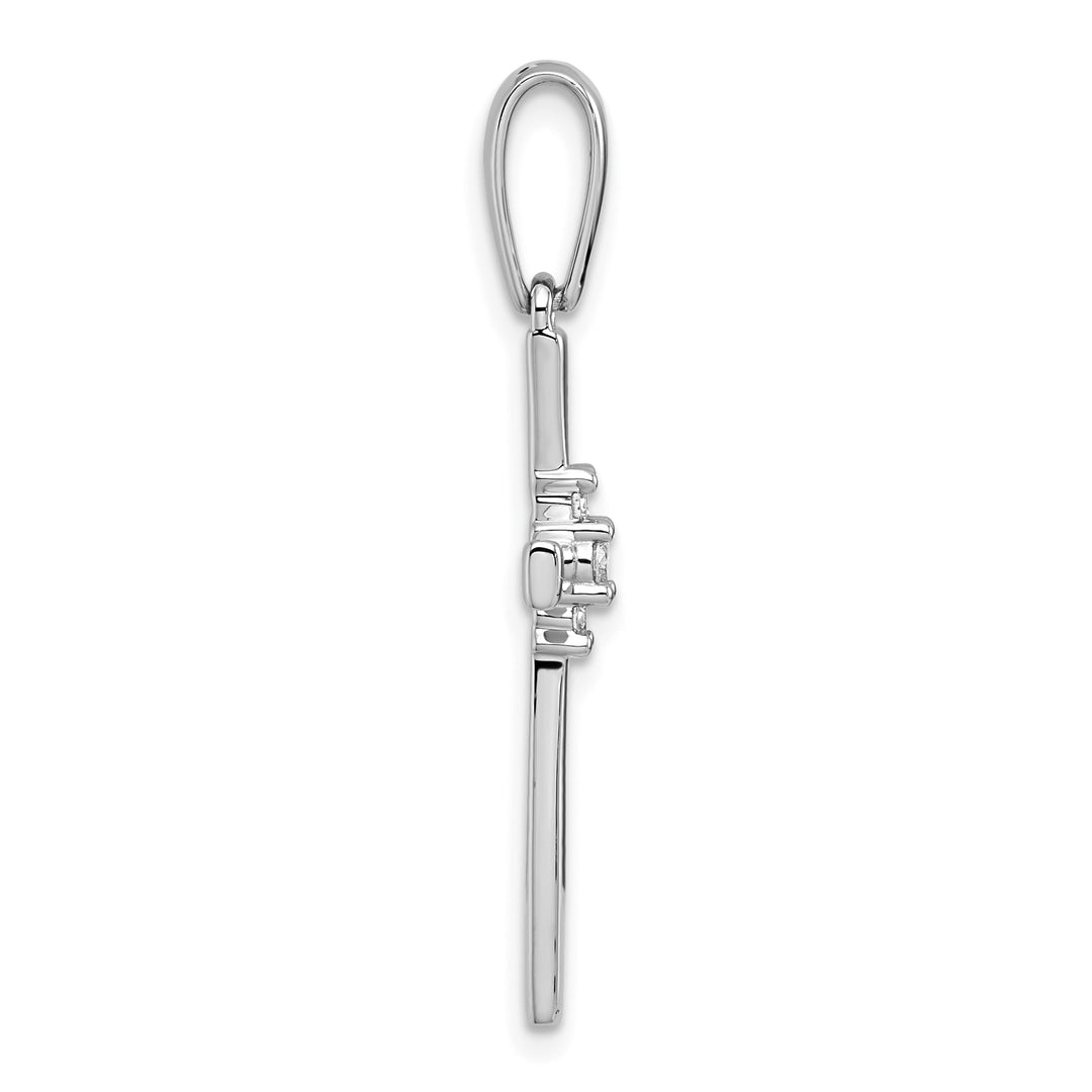 14k White Gold Polished 1/15 CT Diamond Cross Pendant