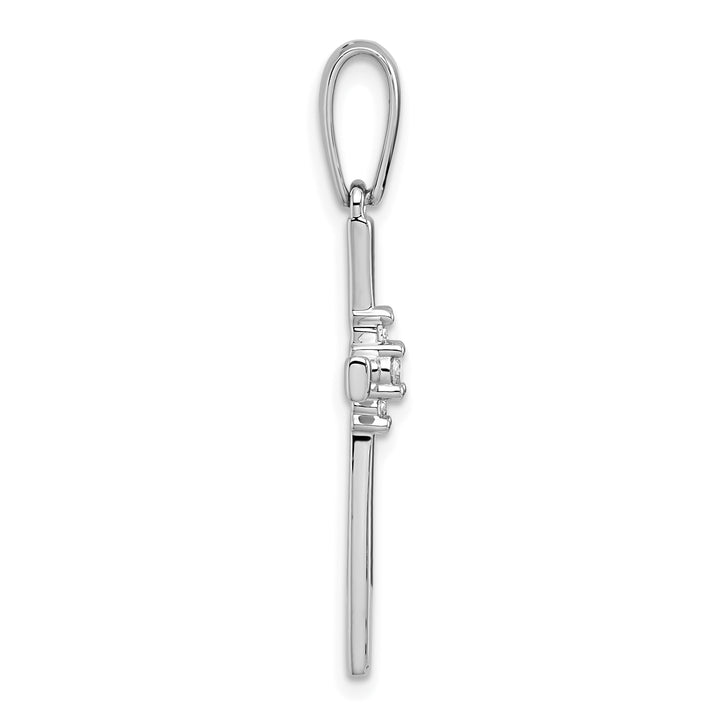 14k White Gold Polished 1/15 CT Diamond Cross Pendant
