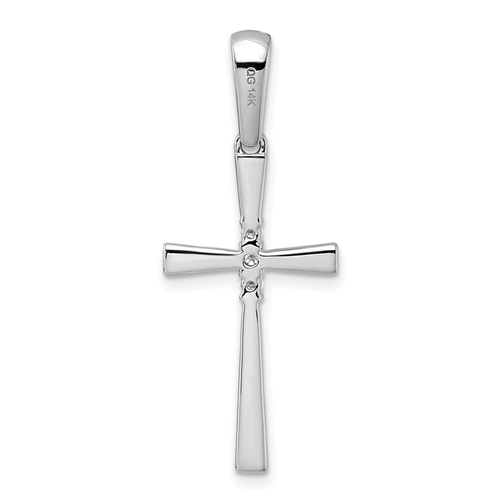 14k White Gold Polished 1/15 CT Diamond Cross Pendant