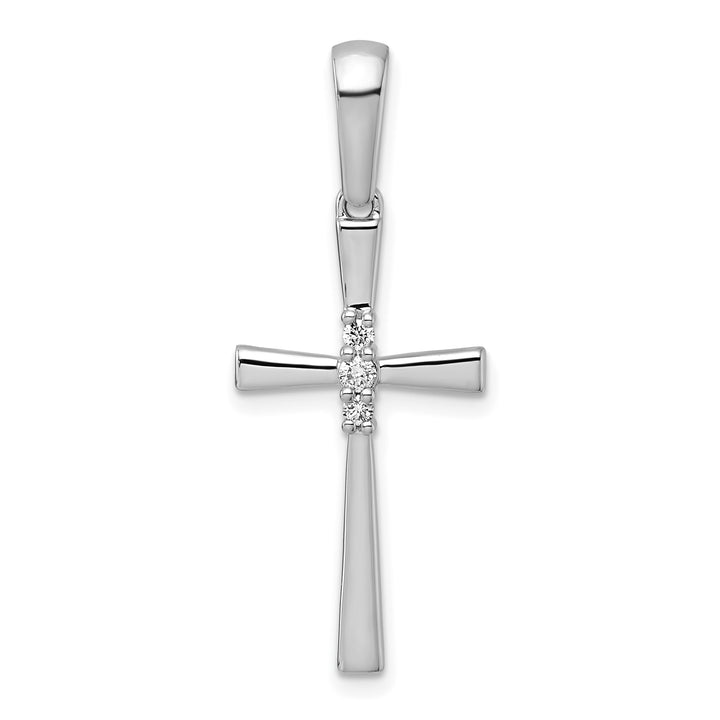 14k White Gold Polished 1/15 CT Diamond Cross Pendant