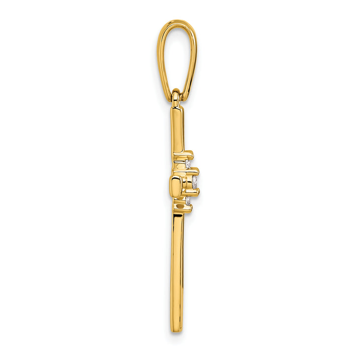 14K Yellow Gold 1/15 CT Diamond Sleek Cross Design Pendant