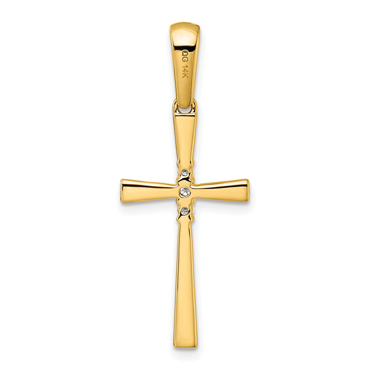 14K Yellow Gold 1/15 CT Diamond Sleek Cross Design Pendant