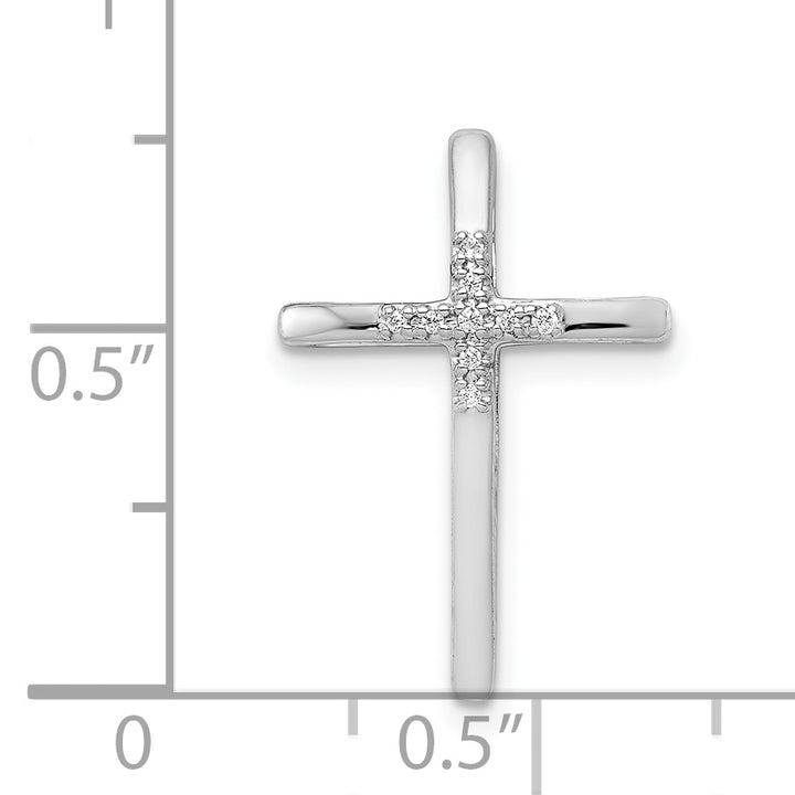 14k White Gold .03 CT Diamond Sleek Cross Chain Slide Pendant