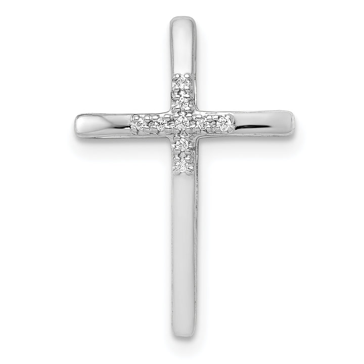 14k White Gold .03 CT Diamond Sleek Cross Chain Slide Pendant