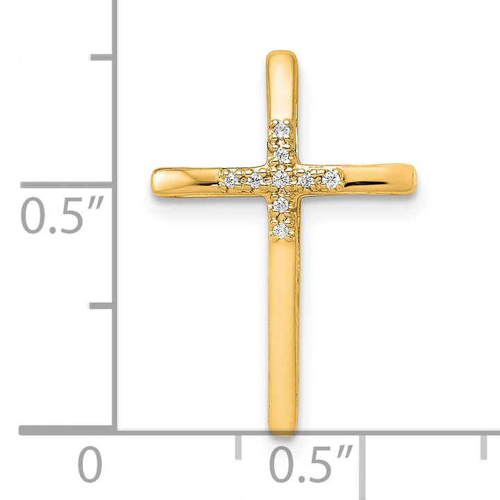 14k Yellow Gold .03 CT Diamond Cross Chain Slide Pendant